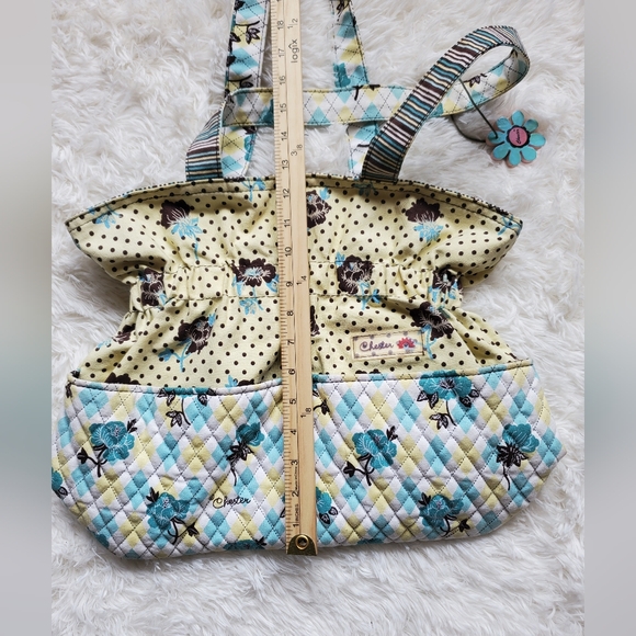Vintage Y2k Quilted Floral Blue & Yellow Diaper Bag 2 Front Pockets NWOT NOS NDS - Picture 7 of 8